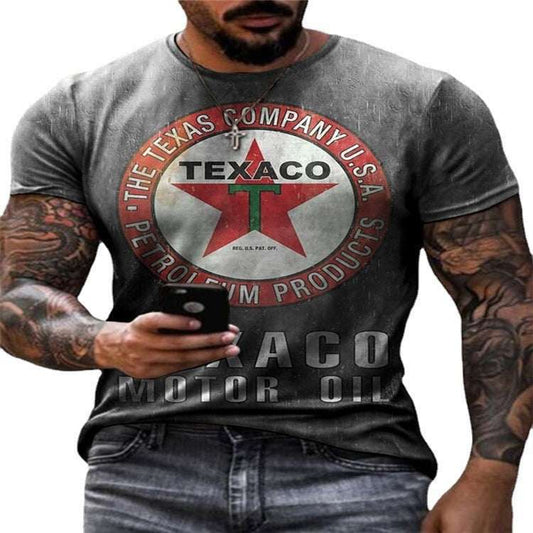 European And American Foreign Trade Fashion Men's Summer Round Neck Casual Five-pointed Star