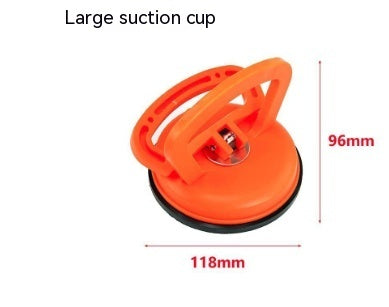 Orange suction cup with measurements on a white background