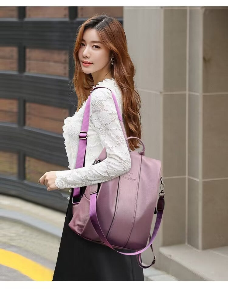 Backpack Women's Large Capacity Soft Leather Travel Bag