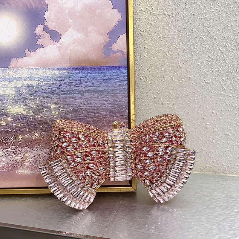 Fashion Metal Bow Clutch Crossbody Bag