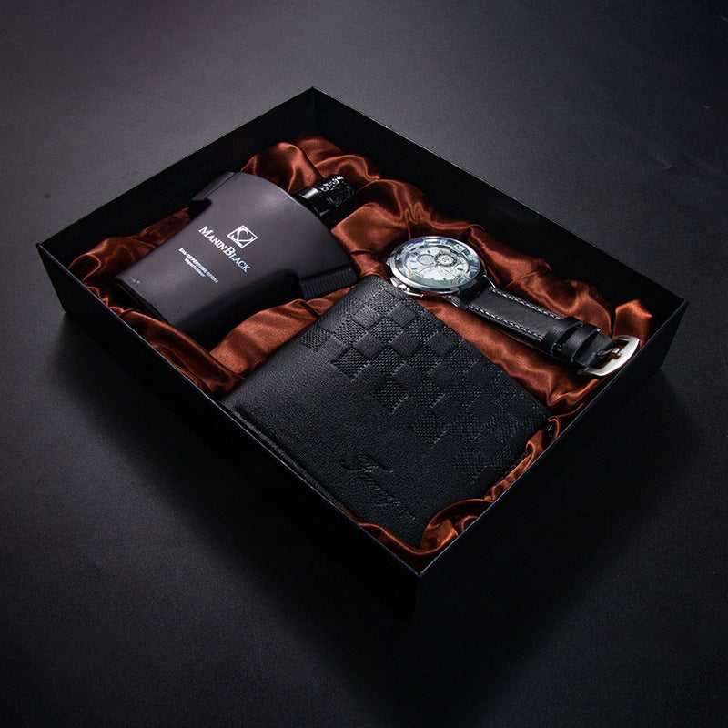 Birthday Gift Quartz Watch Leather Belt Wallet Perfume Kit - Ectron Online