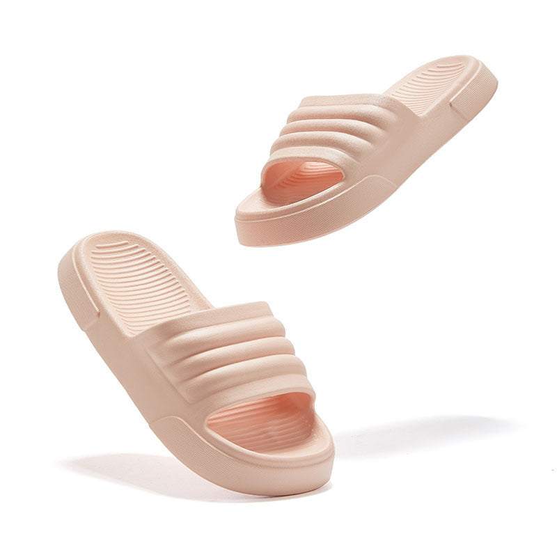 Pure Color Striped Minimalist Comfortable Couple Home Slippers Flip Flops