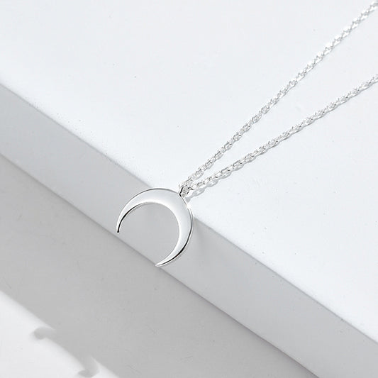 Simple Moon Pendant Sterling Silver Necklace | Ectron Online