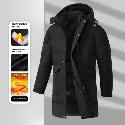 Fashionable Long Velvet Padded Coat - Thickened & Warm