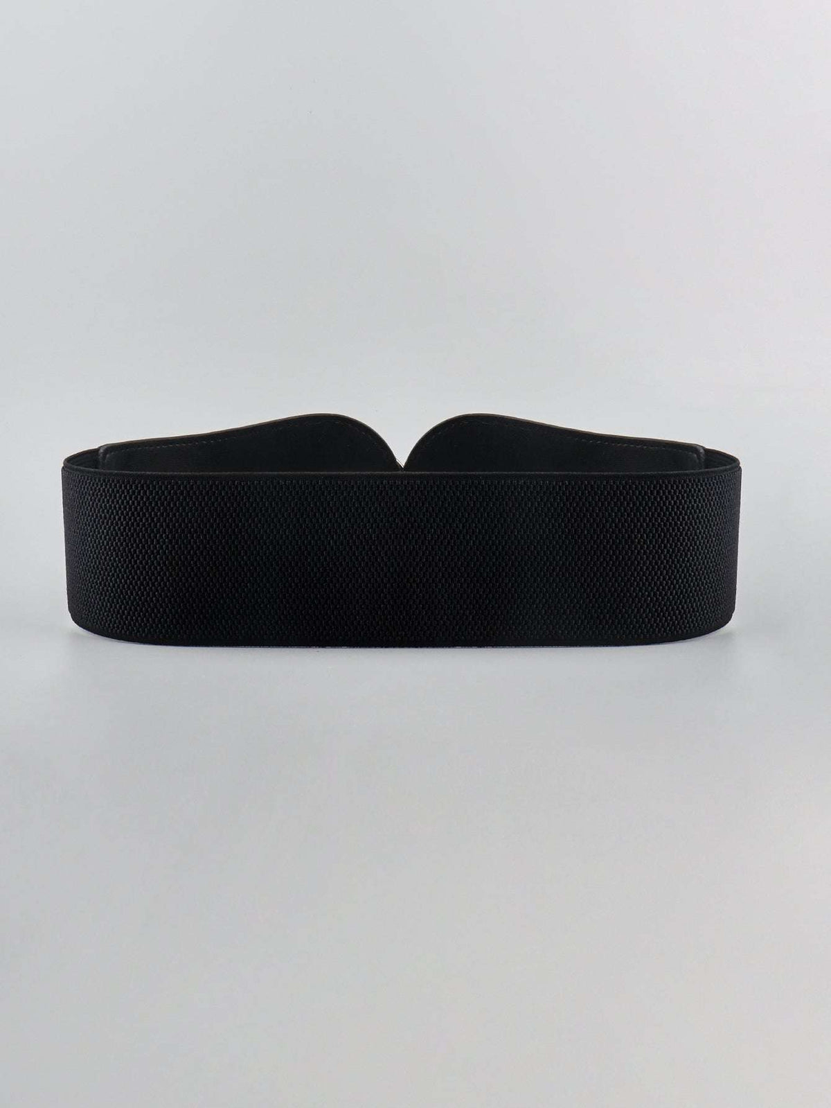 Black wide elastic belt with textured fabric and padded ends, no visible clasp