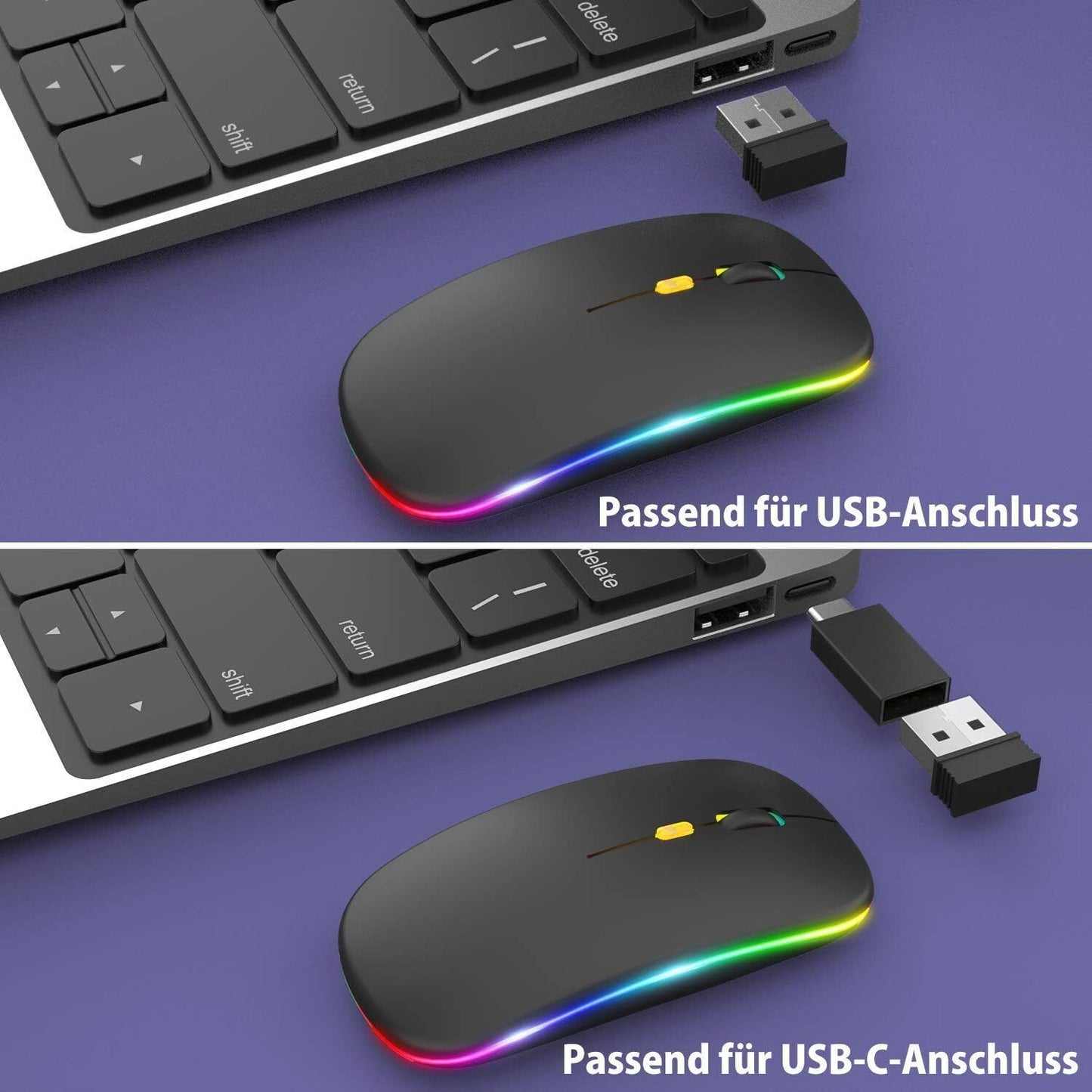 PC Maus Kabellos USB Wireless Mouse Computer Notebook Laptop Funkmaus Aufladbar