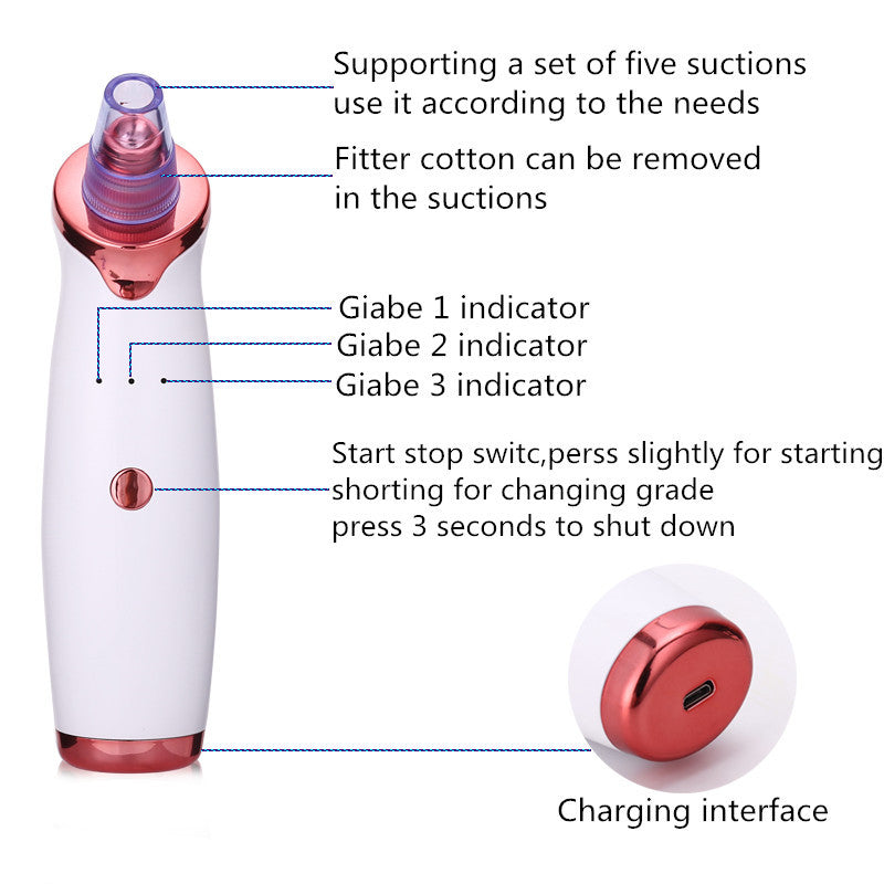 Blackhead Remover Instrument Black Dot Remover Acne Vacuum Suction Face Clean Black Head Pore Cleaning Beauty Skin Care Tool - Ectron Online