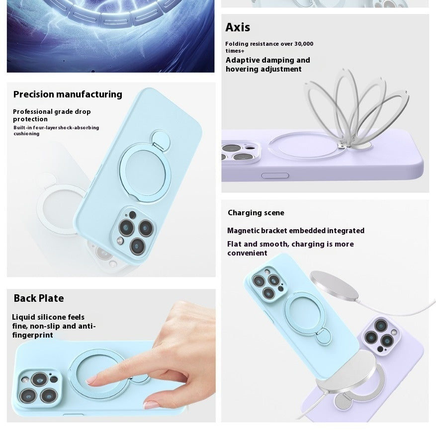 Liquid Silicone Magnetic Bracket Phone Case Applicable Anti-fall
