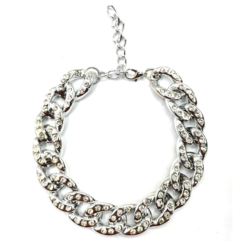 Pet necklace, cat, dog necklace, accessory, pet diamond inlaid gold and silver collar - Ectron Online
