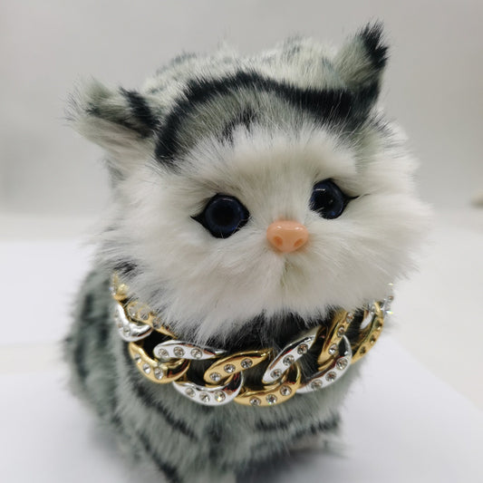 Pet necklace, cat, dog necklace, accessory, pet diamond inlaid gold and silver collar - Ectron Online