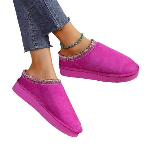 Women's Indoor Warm Plush Non-slip Thick-soled Cotton Slippers