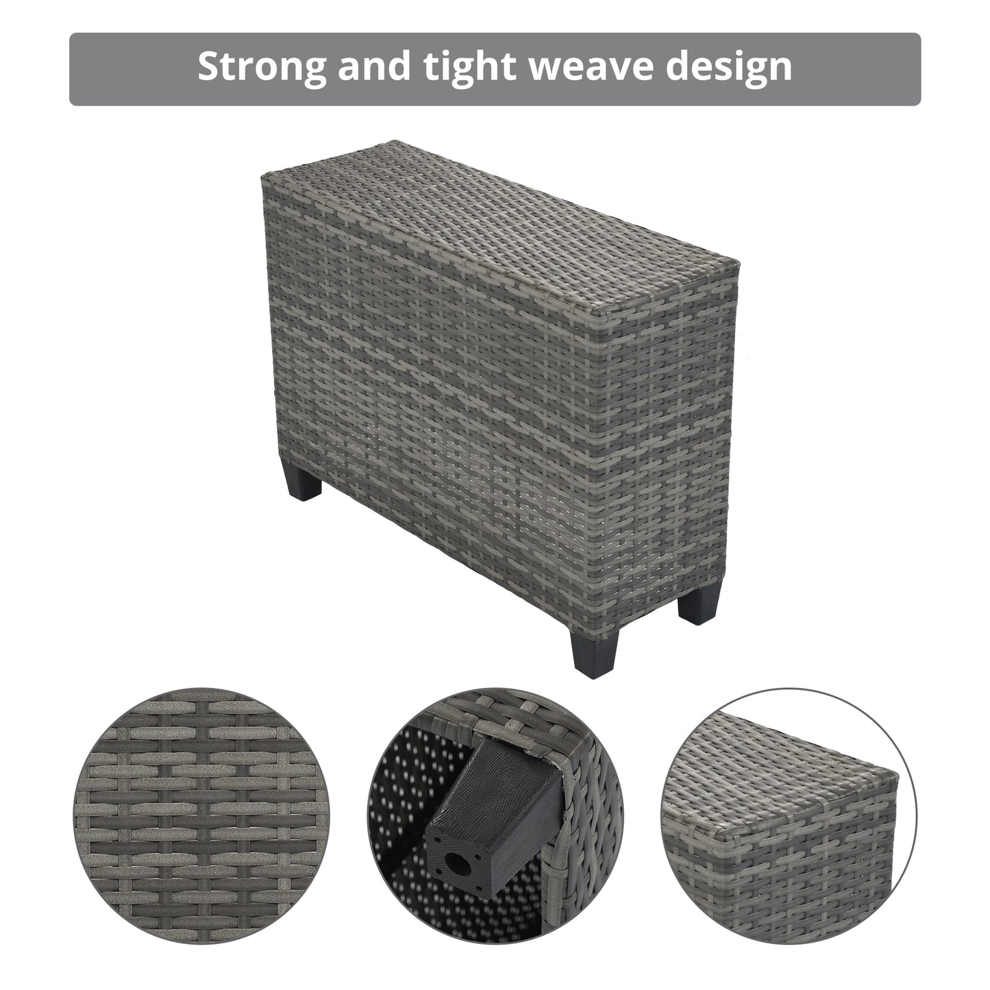 8-Piece Outdoor Wicker Round Sofa Set - Half-Moon Sectional Gray