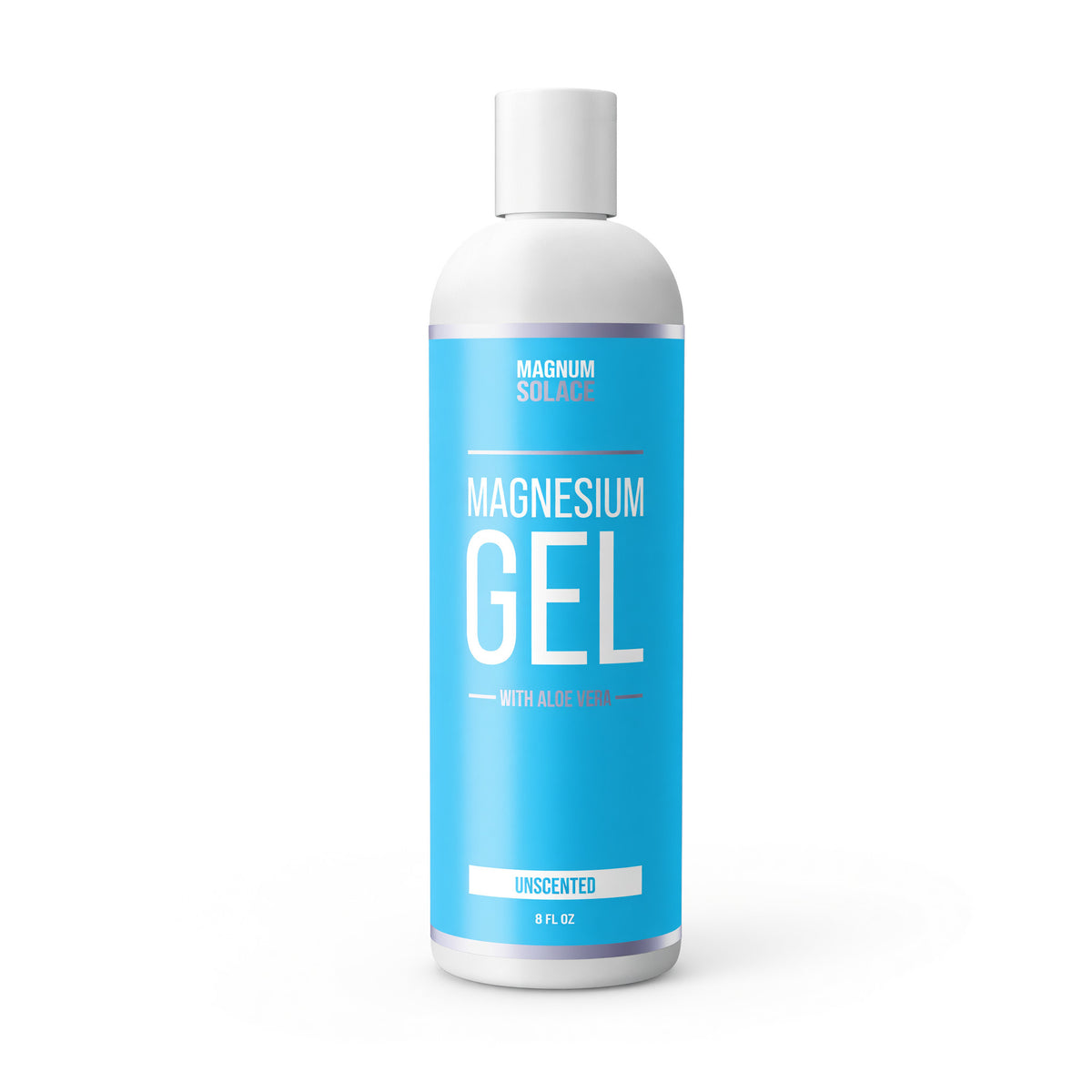 Magnesium gel bottle by Magnum Solace, unscented, with aloe vera, 8 fl oz
