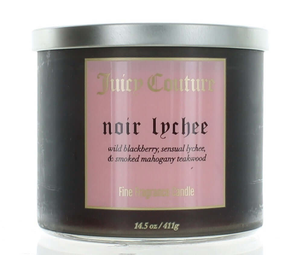 Noir Lychee 3-wick candle in dark jar with pink label