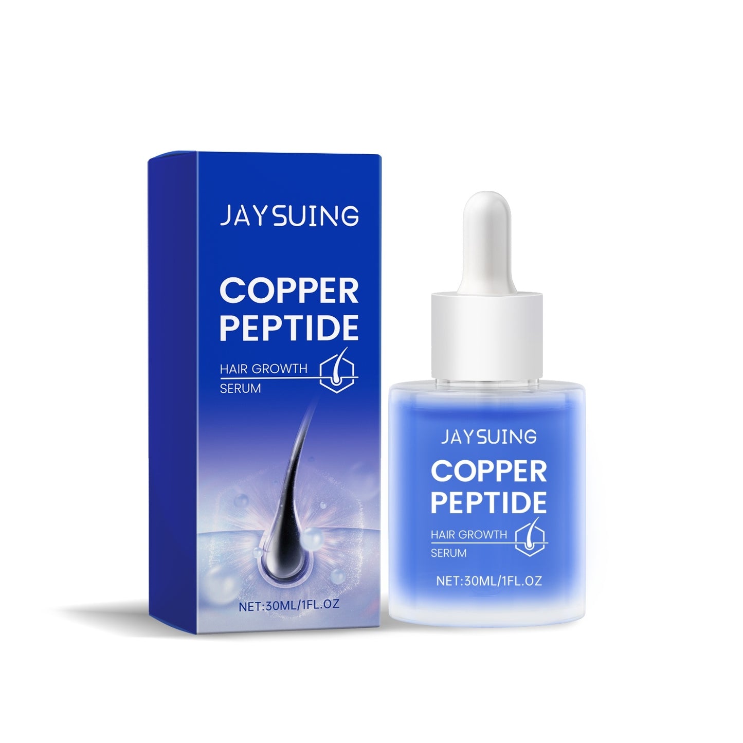Jaysuing Copper Peptide hair growth serum with packaging on a white background