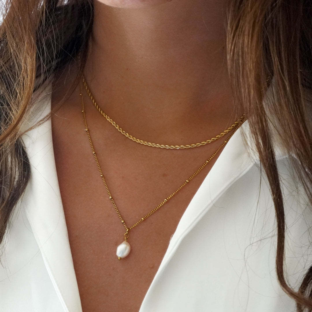 New Small Rice-shaped Beads Twist Pearl Necklace Multi-layer