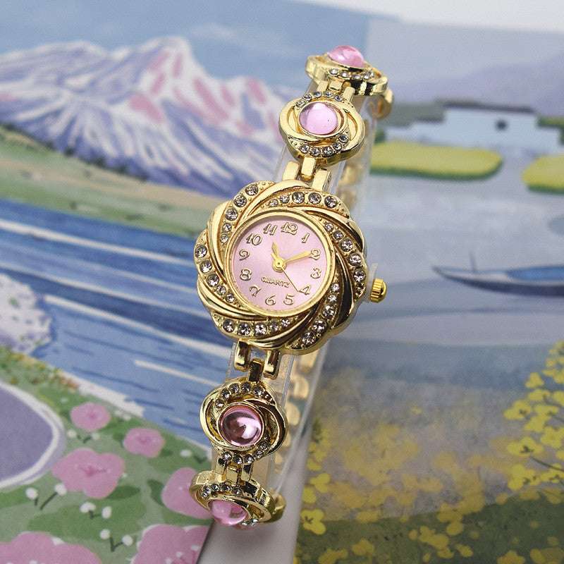 Chalcedony Women's Diamond Light Luxury Minority Bracelet Watch