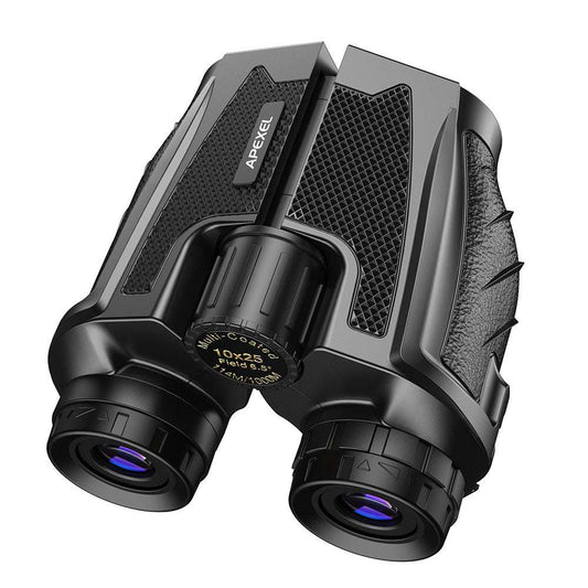 Black binoculars with 'APEXEL' branding on a white background