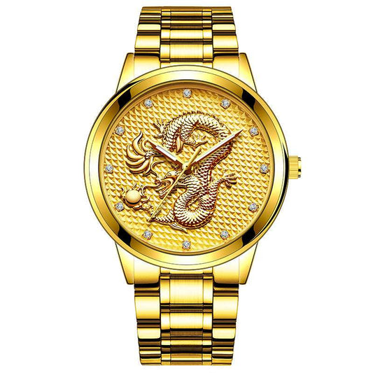 Men's Embossed Golden Dragon Quartz Watch New Men's Embossed Golden Dragon Playing | Ectron Online