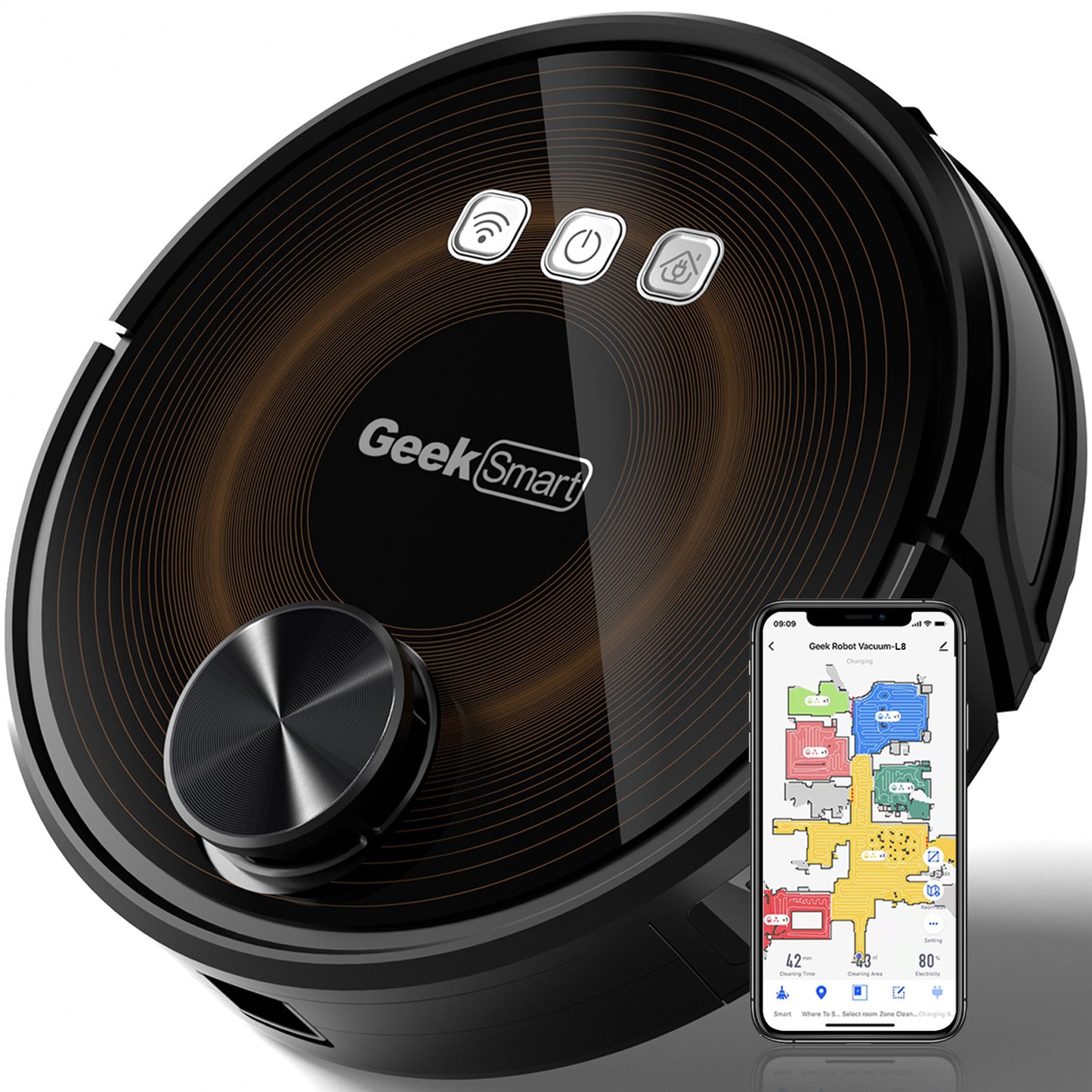 Geek Smart L8 Robot Vacuum Cleaner And Mop, LDS Navigation, Wi-Fi Connected APP, Selective Room Cleaning,MAX 2700 PA Suction, Ideal For Pets And Larger Home.Banned From Selling On Amazon - Ectron Online