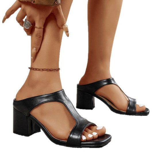 Women's Plus Size Thick High Heel Slippers