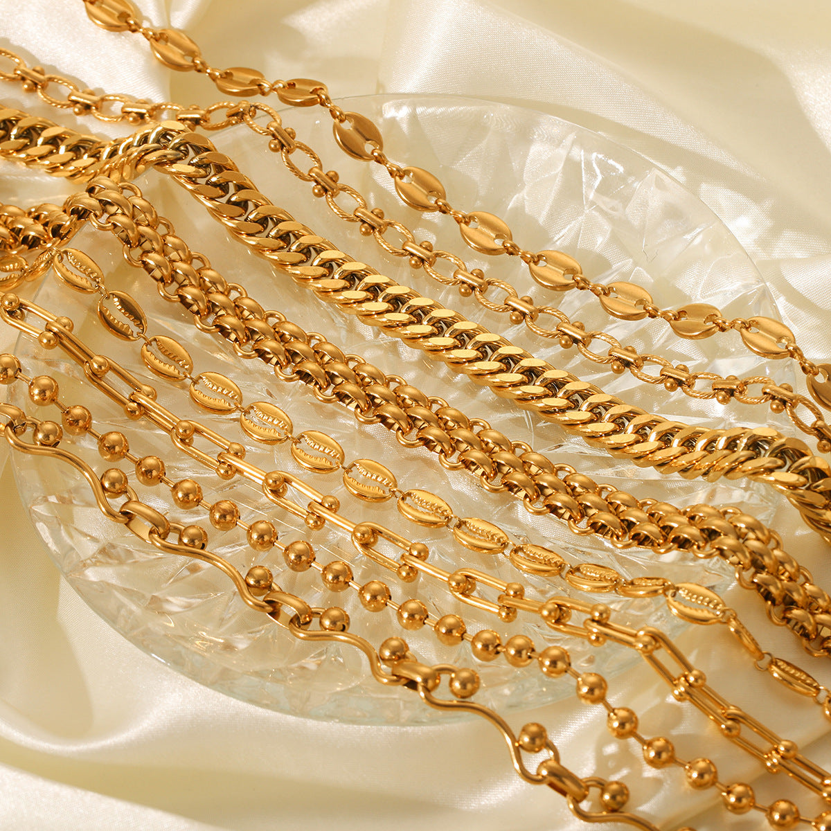 Fashion 18K Gold Plated Handmade Chain Ball Bead Chain