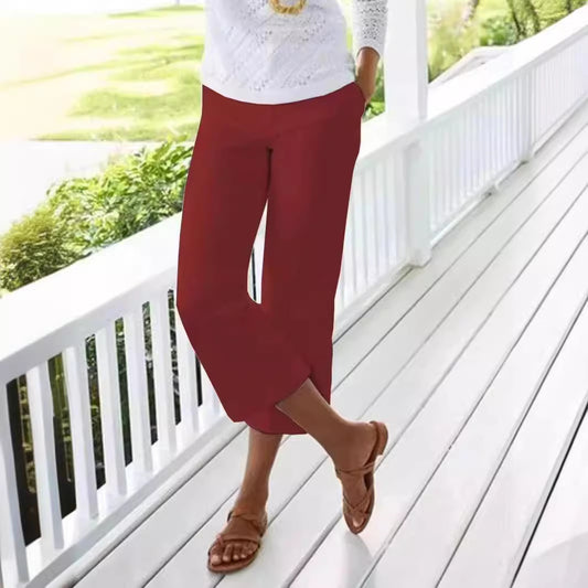 Women's Slub Cotton Linen Elastic-waist Casual Pants Women's Slub Cotton Linen Elastic-waist | Ectron Online