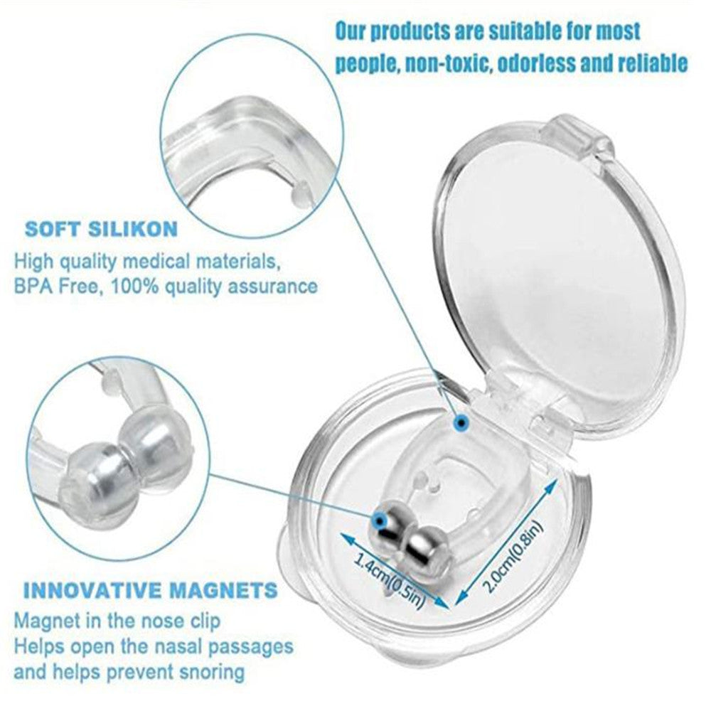 Silicone Magnetic Anti Snore Stop Snoring Nose Clip Sleep Tray Sleeping Aid Apnea Guard Night Device - Ectron Online