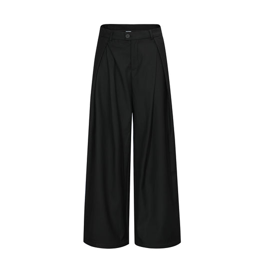 Summer Three-dimensional Pleated Loose Non-ironing Casual Straight Trousers Men