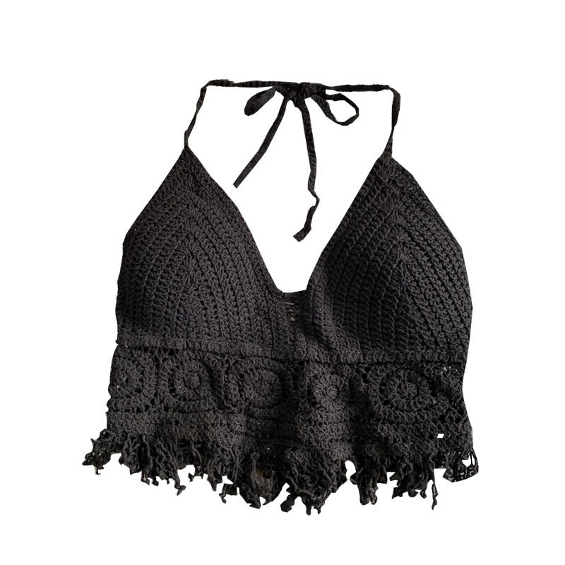 Braided Summer Strap Padded Fringe Top