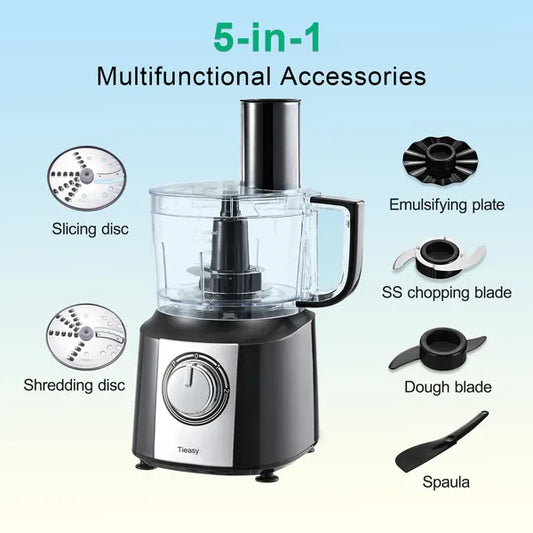 600W Multifunctional Classic Food Processor - 10-Cup Compact Blender & Mixer