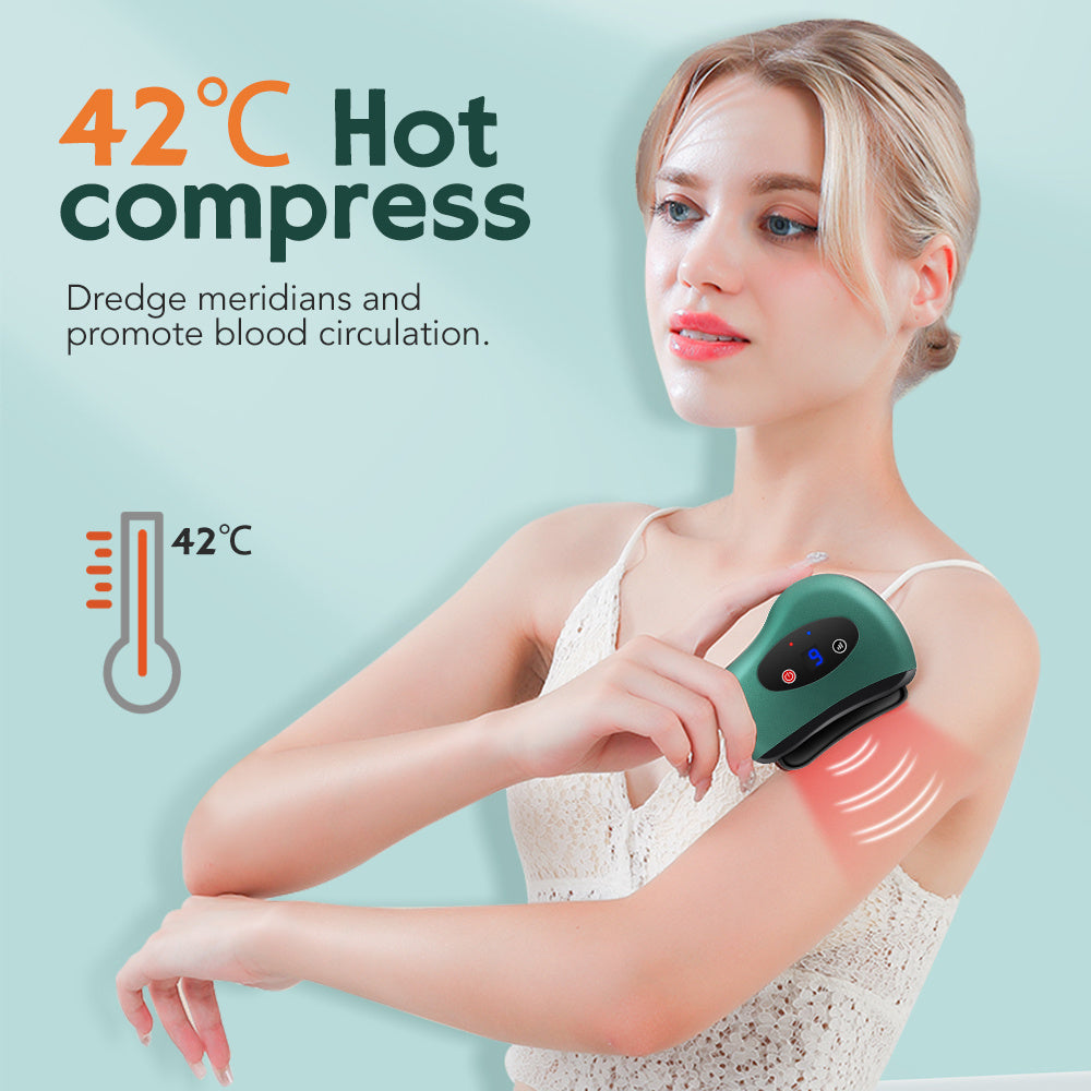 Eletric Bianstone Gua Sha Board Tools Hot Compress Heating Vibration Back Facial Massager Meridian Lymphatic Drainage Scraping Heating Vibration Scraping Neck Face Skin Lifting Removal Wrinkle Tool - Ectron Online