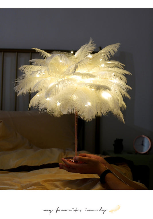 Feather Lamp Nordic Desk Lamp European-Style Bedroom Bedside Feather Table Lamp Night Light Table Lamp Decoration Modern Feather Lamp | Ectron Online