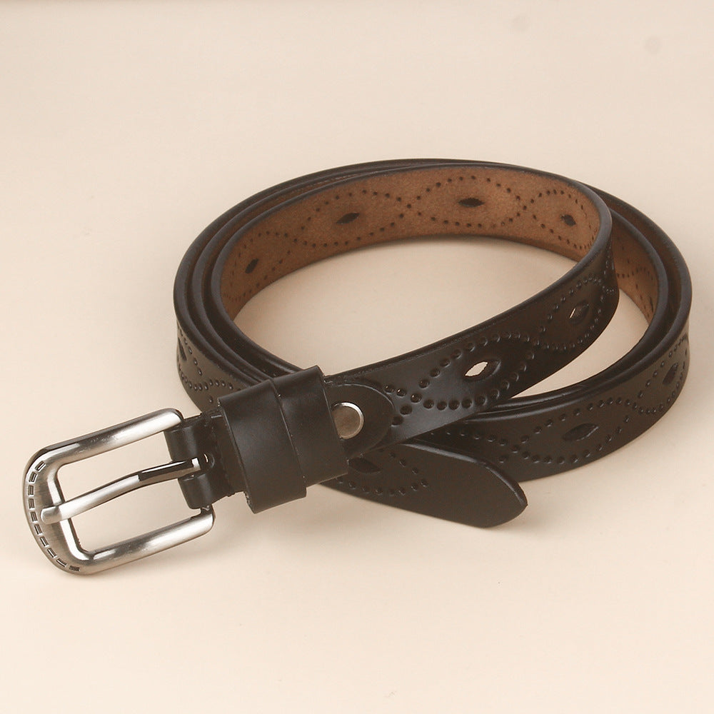 Vintage Hollow Belt Leather Cowhide Copper Pin Buckle