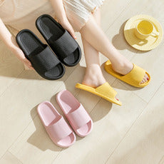 Pure Color Striped Minimalist Comfortable Couple Home Slippers Flip Flops