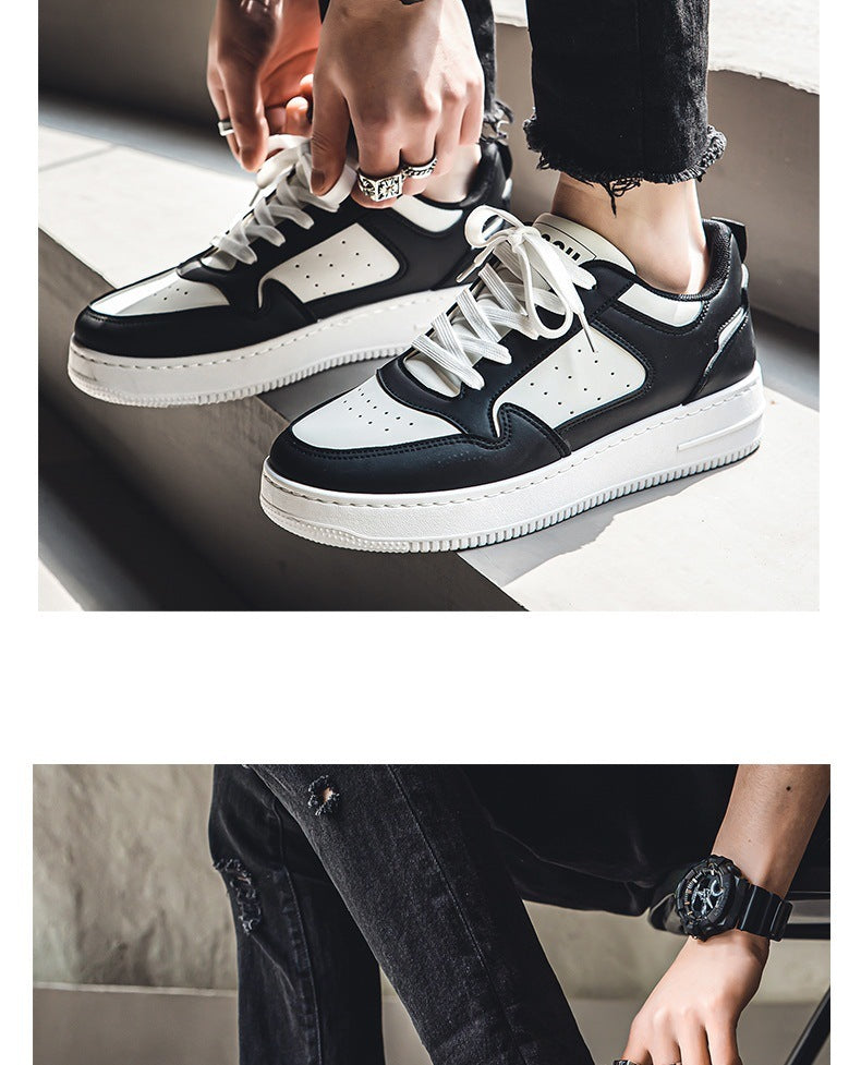 Leather Breathable Teen Trend All-matching Platform White Shoes