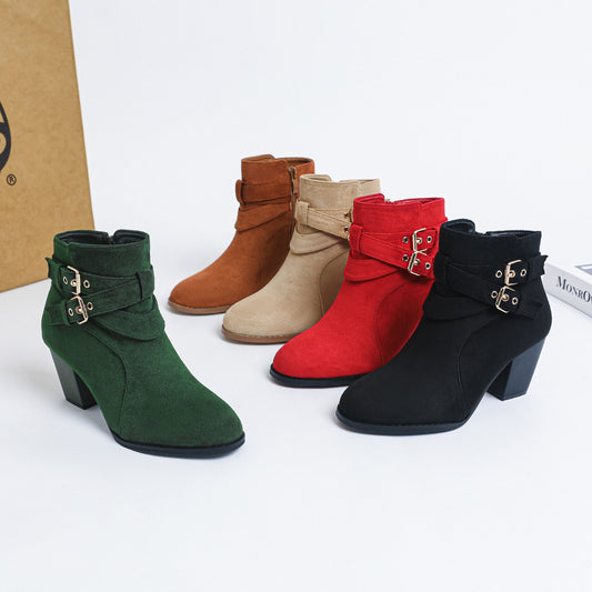 Elegant Suede Ankle Boots for Women - Comfortable High Heel Women's Ankle Boots New Fashion Ankle Bo | Ectron Online