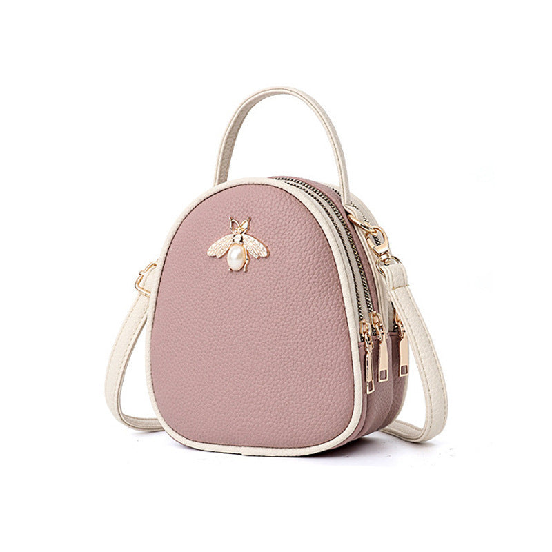 Shoulder Bag Women's New Bee Mini Three-layer Zipper Backpack