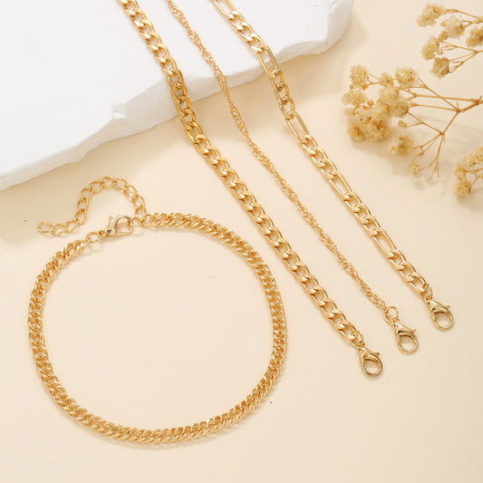 Retro Creative Snake Chain Anklet Four-piece Set