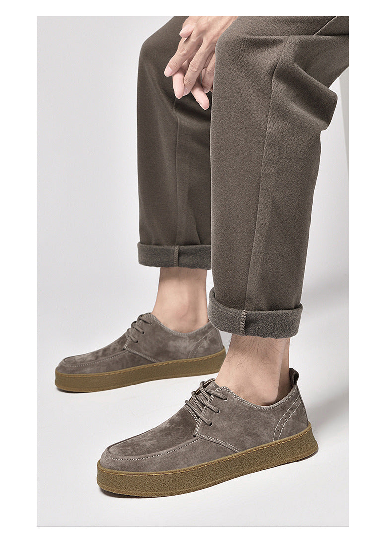 Casual Smart Flat Shoes Spring New Matte Leather Lace-up Men