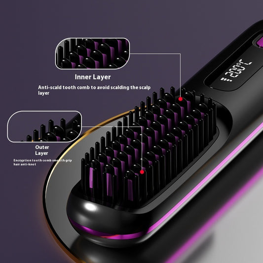 LCD USB Charging Ceramic Heating Electric Portable Straight Comb