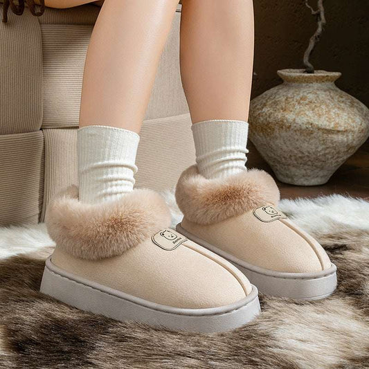 Ankle Wrap Cotton Slippers Women's Fashion Thick Snow Boots