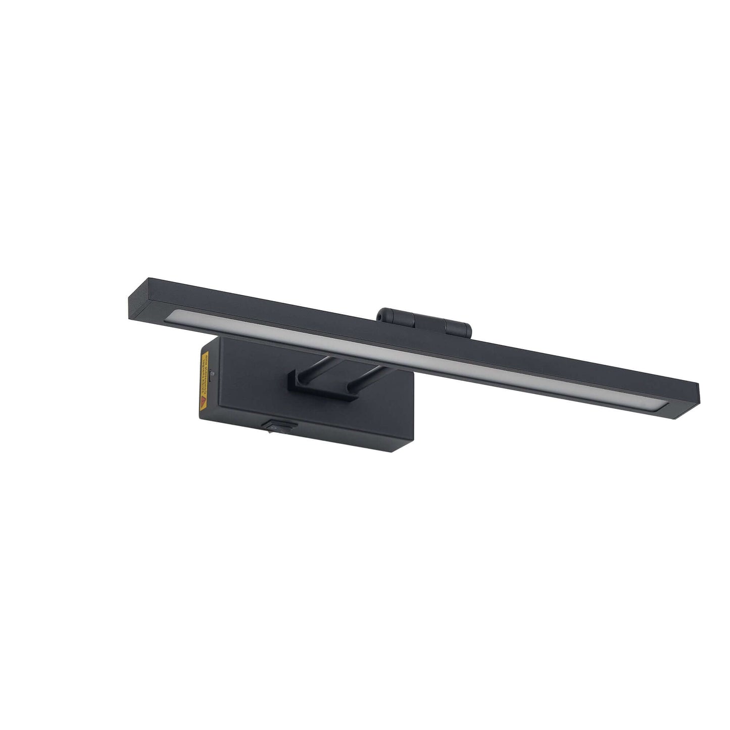 Black LED picture light with rectangular bar and integrated wall mounting base