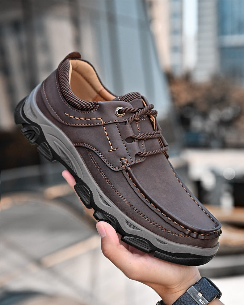 Male PU Plus Size Leather Shoes Outdoor Hiking Shoes