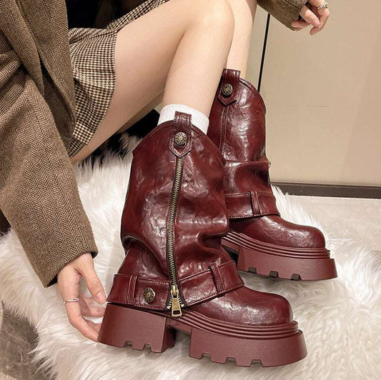 Fashionable All-match Thick Bottom Increased Vintage Martin Boots Fashionable All-match Thick Bottom Incre | Ectron Online