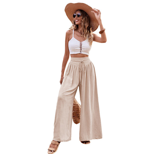 Simple Elegant Style Wide-leg Casual Pants Women Simple Elegant Style Wide-leg Casual Pan | Ectron Online