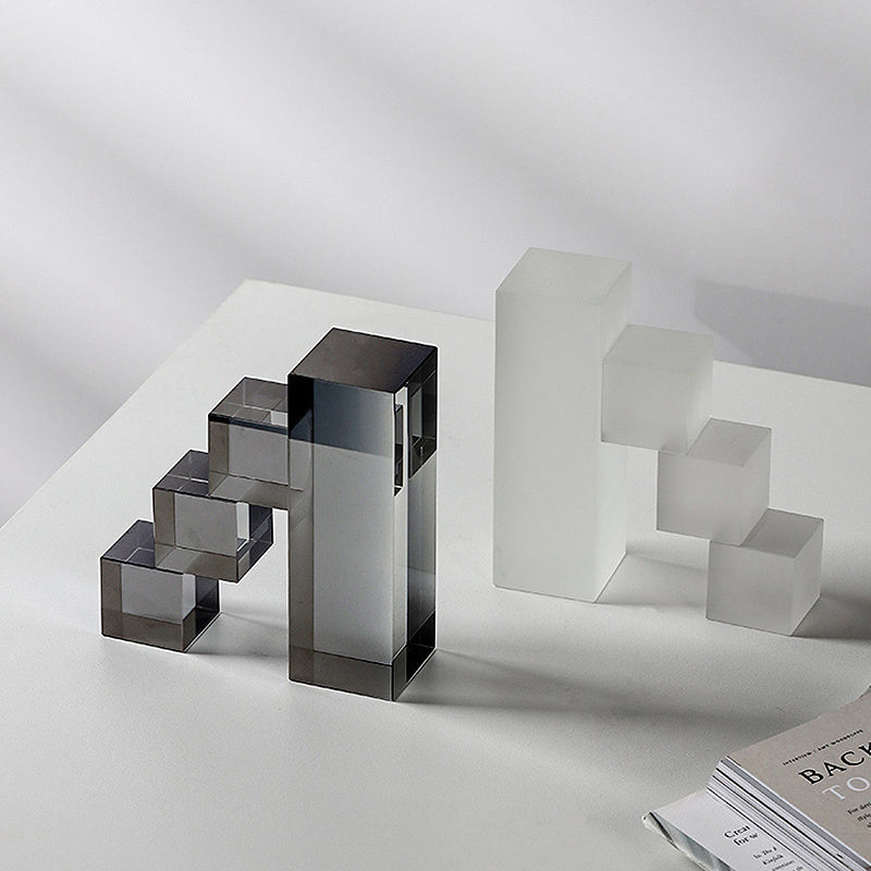 Nordic Modern Minimalist Ladder Crystal Bookend Decoration Hallway Bedroom Model Room Light Luxury Ornament