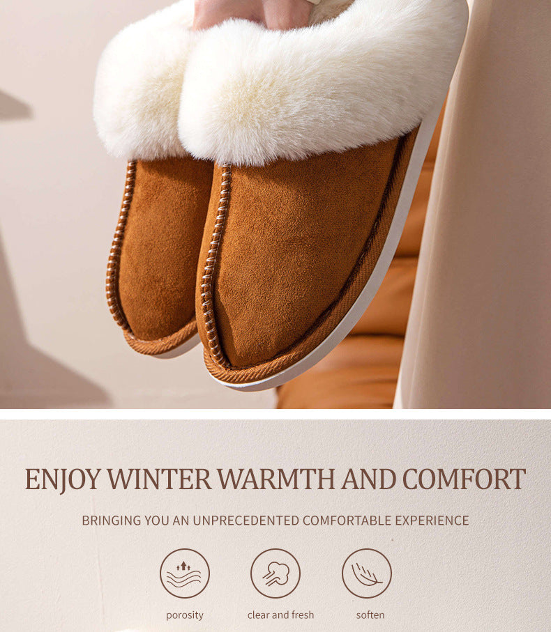 Fluffy Slippers Autumn Winter Home Indoor Cotton Slippers Warm Slugged Bottom Home