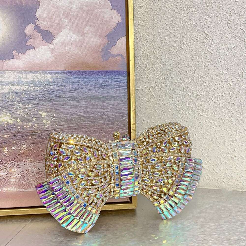 Fashion Metal Bow Clutch Crossbody Bag