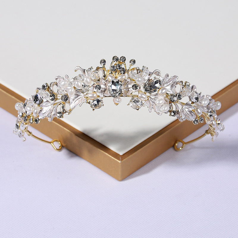 Pearl Elegant Crown Headdress Female Birthday Crown Wedding Dress Hair Accessories